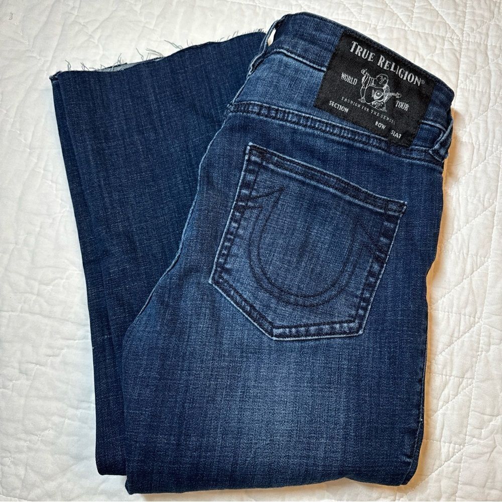 True Religion Womens Jeans Becca Mid Rise Bootcut Size 26 Raw Hem